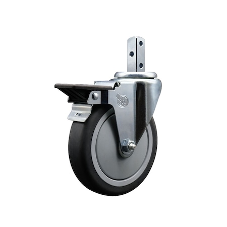 Service Caster 5'' Thermoplastic Rubber Wheel Swivel 3/4'' Square Stem Caster with Brake SCC-SQ20S514-TPRB-PLB-34